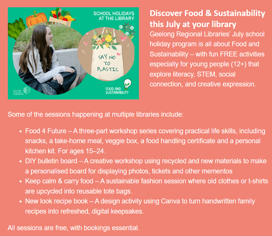 Discover Food & Sustainability this July at your library